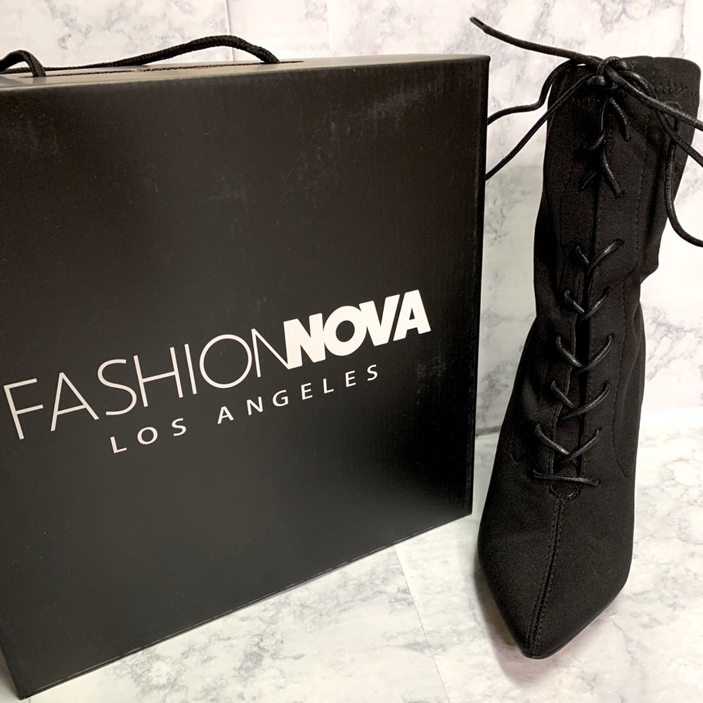Fashion Nova Lace Up Heeled Booties